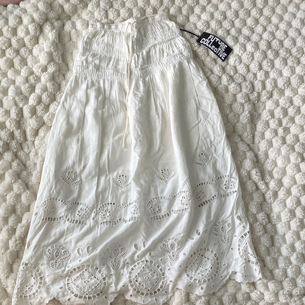 Future Collective White A-Line Boho Skirt